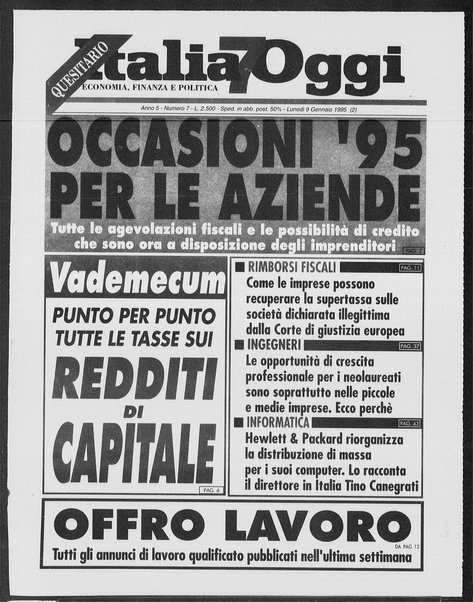 Italia oggi : quotidiano di economia finanza e politica